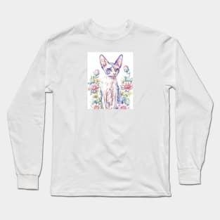 Watercolor Sphynx Cat Long Sleeve T-Shirt